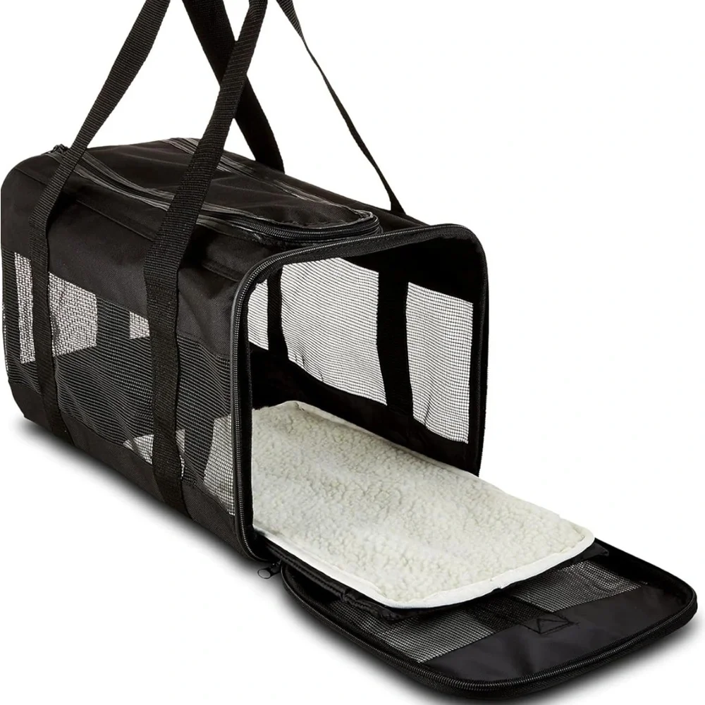 Amazon Basics Soft-Sided Mesh Pet Travel Carrier for Dog, Cat, Medium